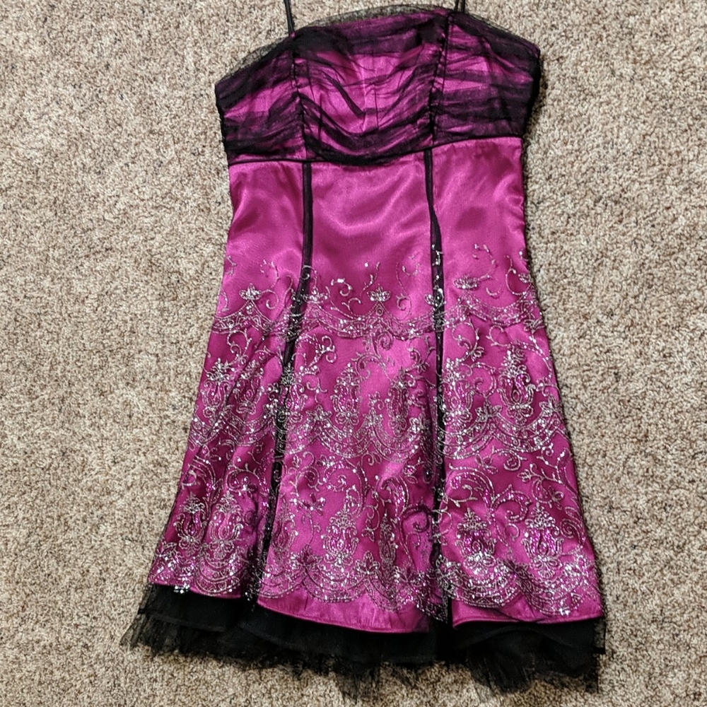 Pink and black prom dress